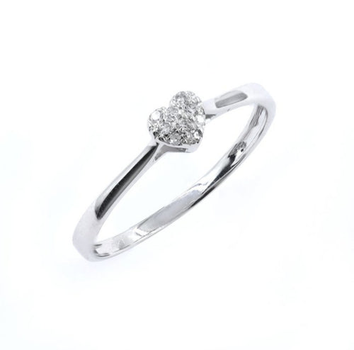 Anillo corazón de oro blanco 18K con diamantes auténticos · Talla 17,3 mm