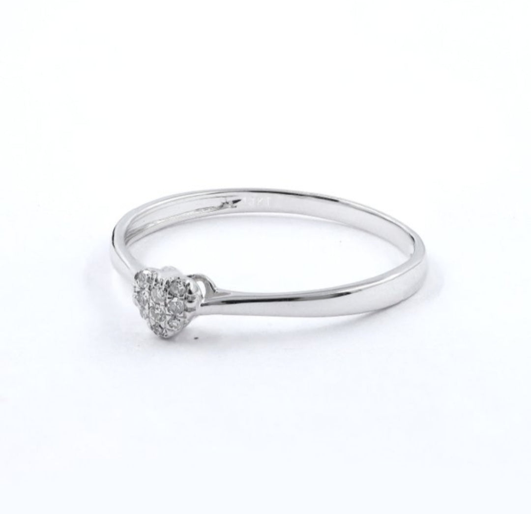 Anillo corazón de oro blanco 18K con diamantes auténticos · Talla 17,3 mm