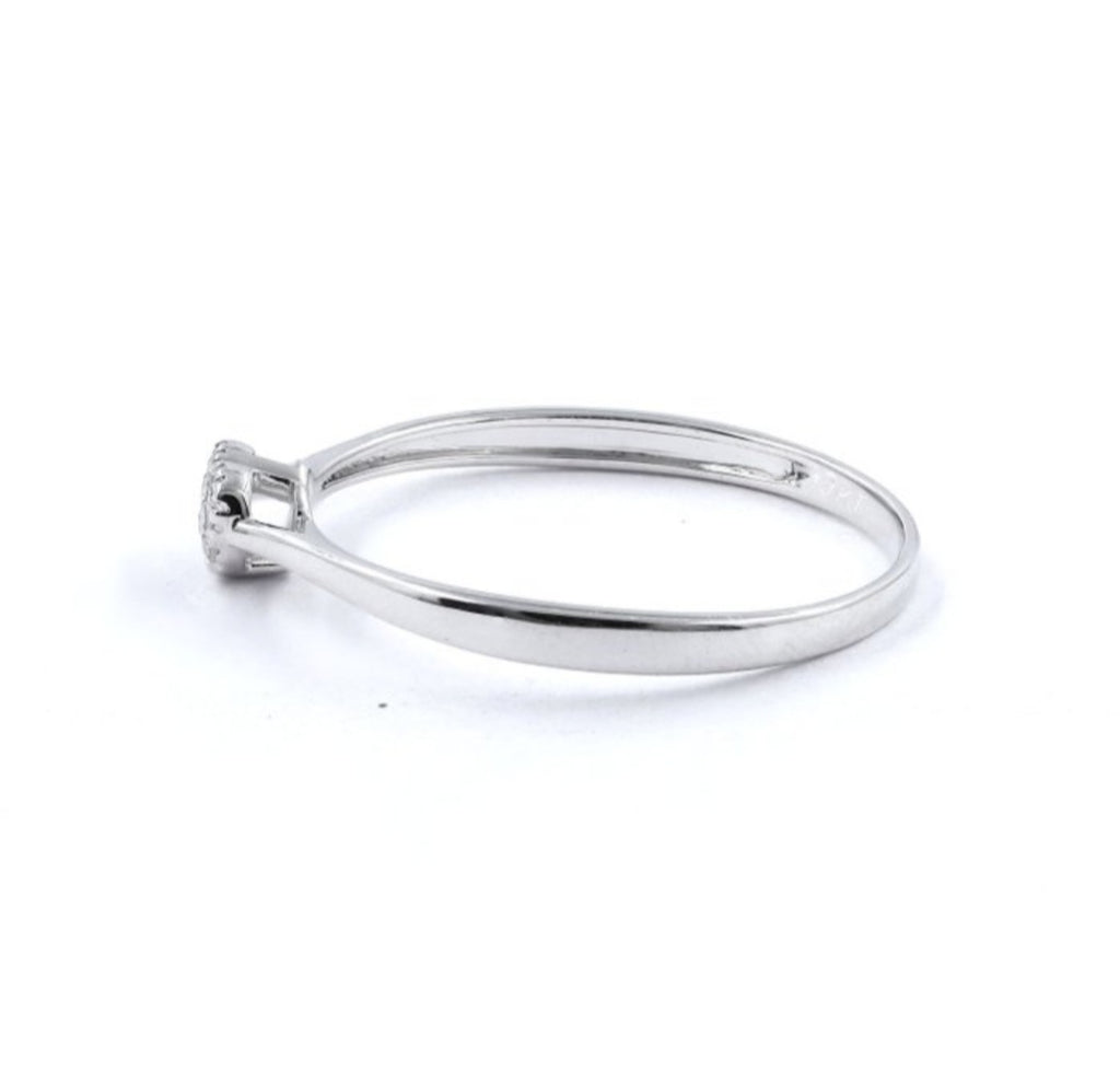 Anillo corazón de oro blanco 18K con diamantes auténticos · Talla 17,3 mm