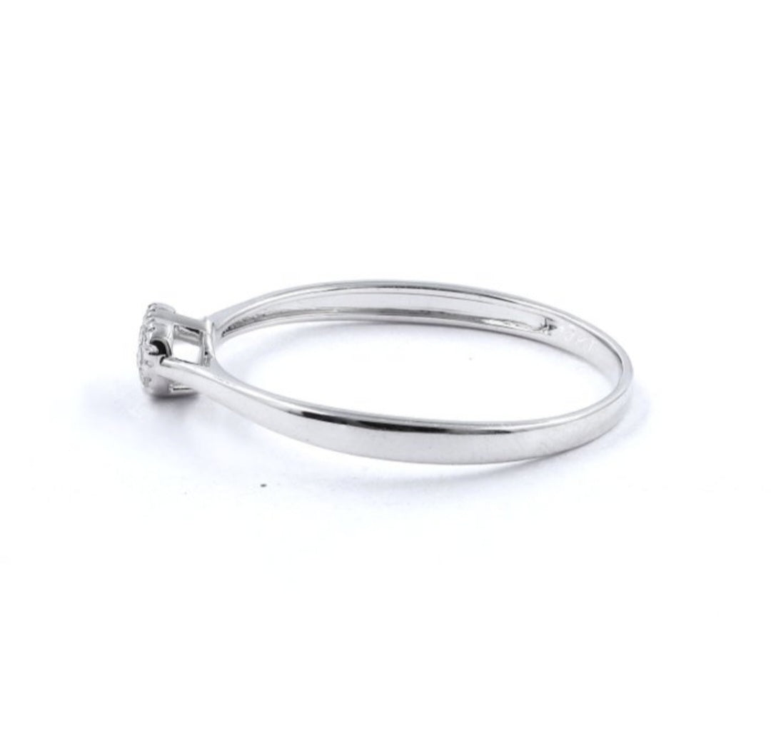 Anillo corazón de oro blanco 18K con diamantes auténticos · Talla 17,3 mm