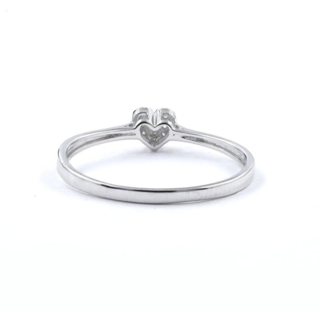 Anillo corazón de oro blanco 18K con diamantes auténticos · Talla 17,3 mm